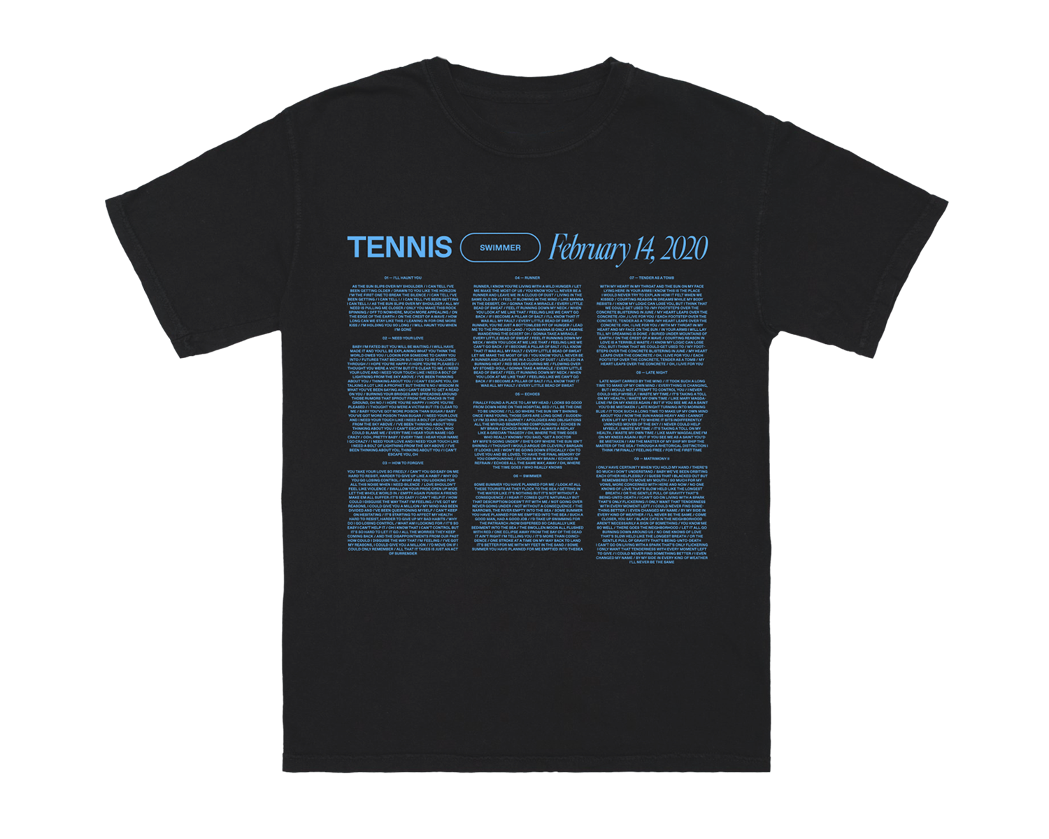 Lyrics Tee – TENNIS