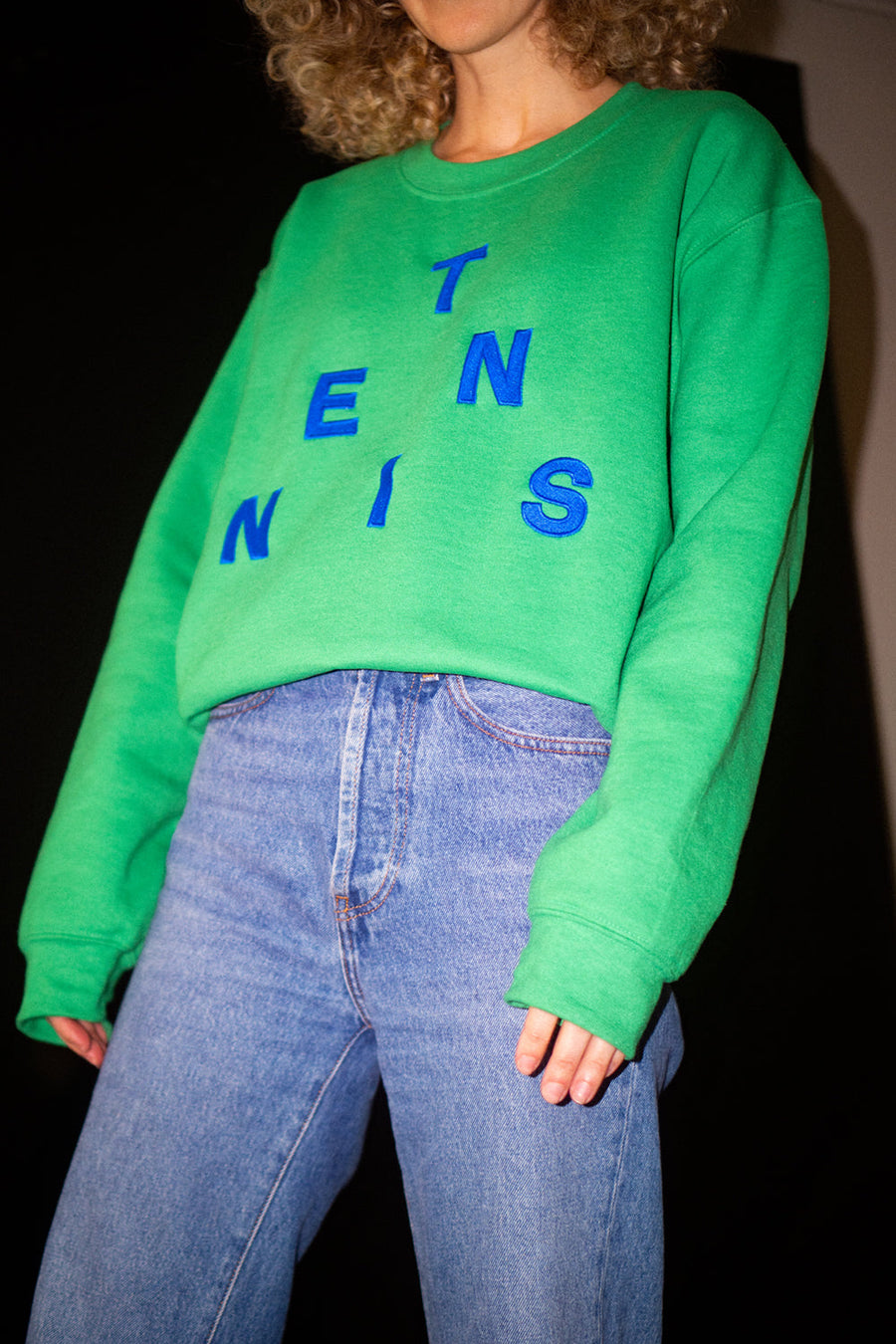 Tennis Embroidered Pullover - Green