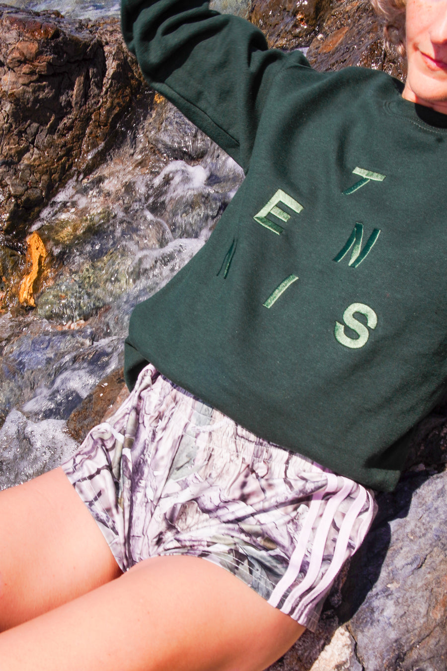 Forest Green Embroidered Crewneck