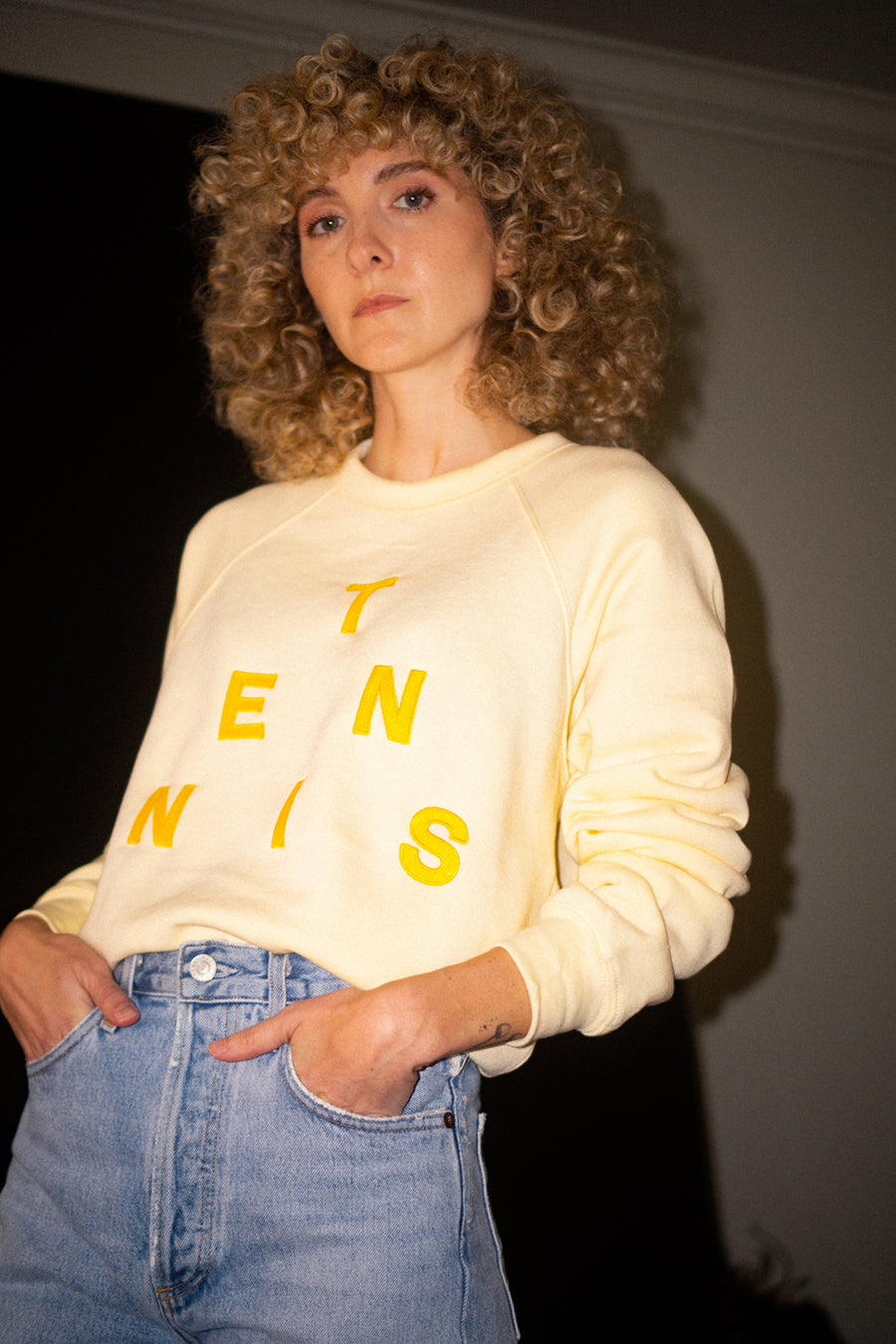 Tennis Embroidered Pullover - Vanilla